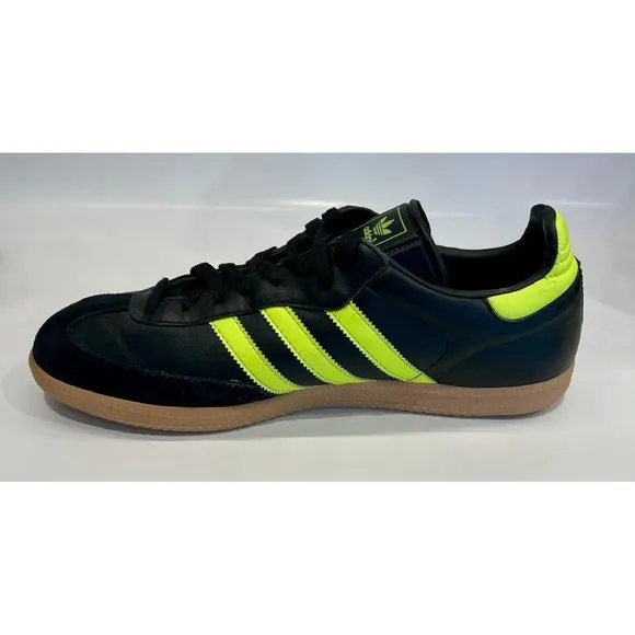 Adidas Samba OG Shock Yellow Neon Black Size 11.5 Mens Shoes Limited Edition EUC