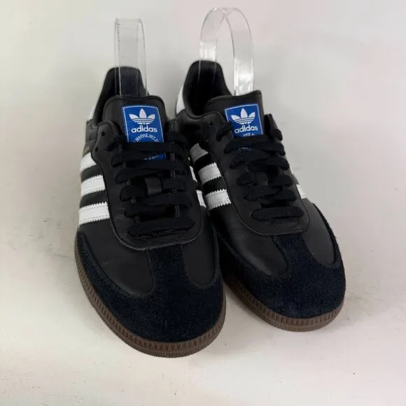 Adidas Samba OG Sneakers Men's 6 Black Leather Lace Up Low Top Athletic Shoes