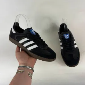 Adidas Samba OG Sneakers Men's 6 Black Leather Lace Up Low Top Athletic Shoes