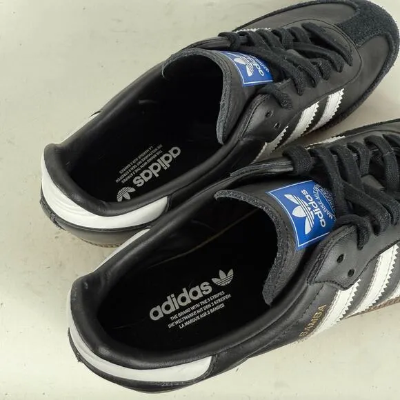 Adidas Samba OG Sneakers Men's 6 Black Leather Lace Up Low Top Athletic Shoes