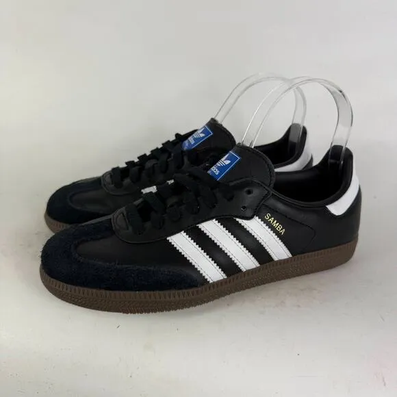 Adidas Samba OG Sneakers Men's 6 Black Leather Lace Up Low Top Athletic Shoes