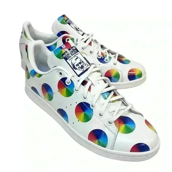 Adidas Stan Smith Color Wheel Art Prism Leather Shoes | Rainbow | SZ 10.5 |Pride