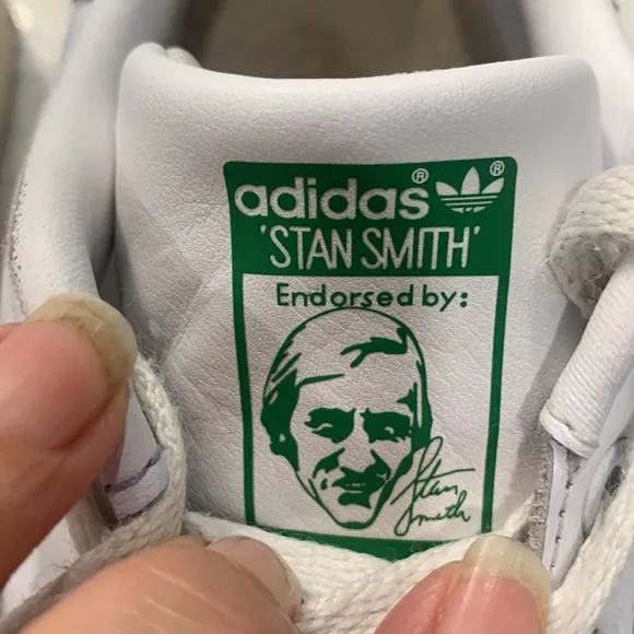 Adidas Stan Smith’s White/ Green Lace Up Sneakers. Size 8.