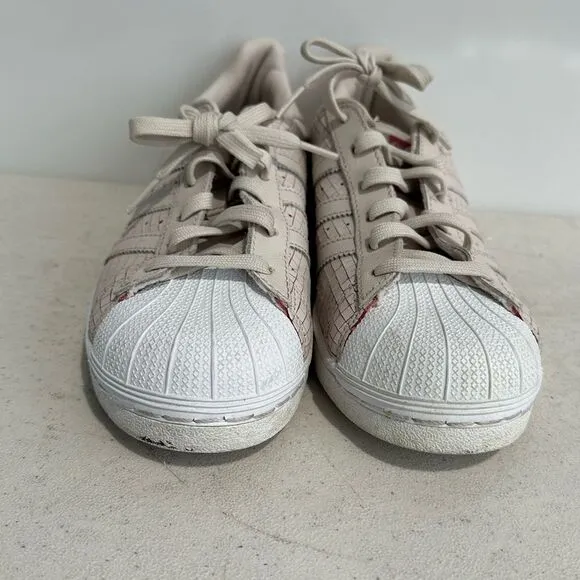 Adidas Superstar Size 6 Shoes Beige Athletic Casual Sneakers Low  F37787