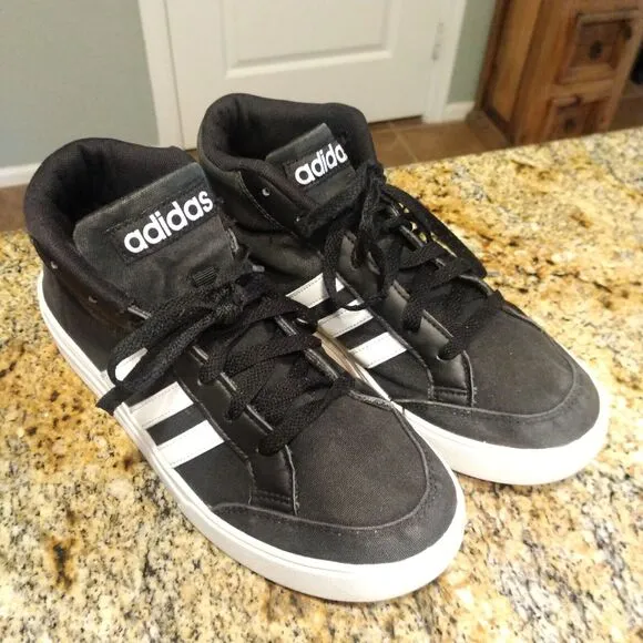 Adidas VS Set Mid Athletic Sneaker Black White Casual Shoes Men's Sz 7.5 BB9890
