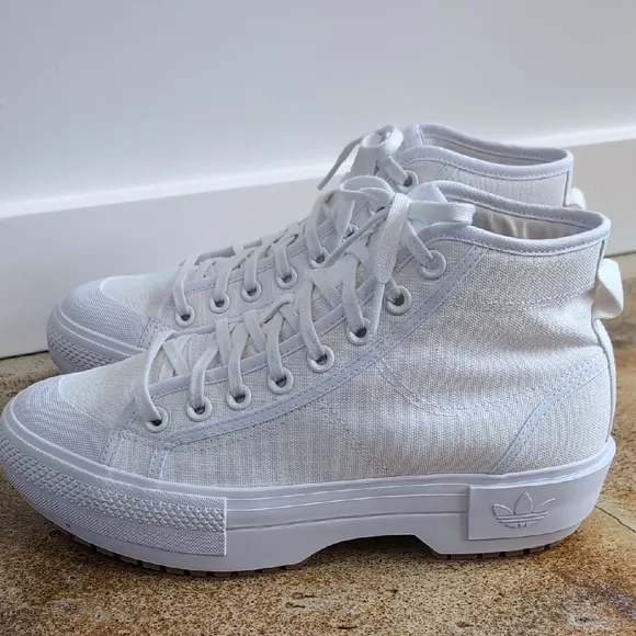 Adidas | White High Top Platform Sneakers Nizza
