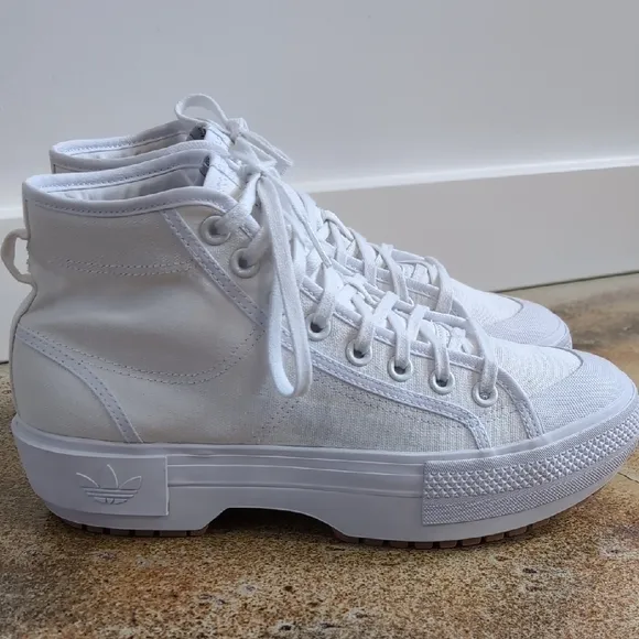 Adidas | White High Top Platform Sneakers Nizza