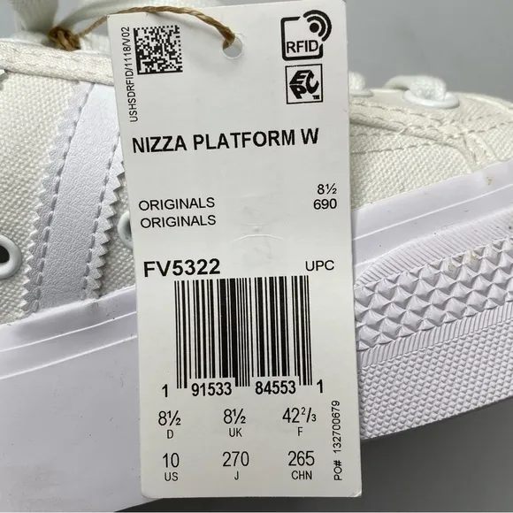 adidas Women's sz 10 White Nizza Platform Sneaker New in Box