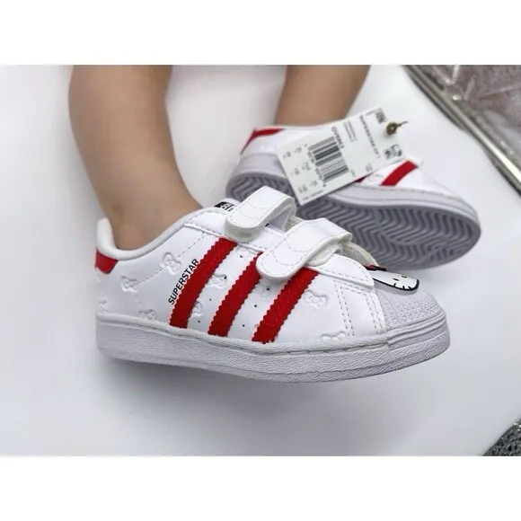 Adidas x hello Kitty Superstar CF1 GV8863 White Red 4K 19 3K Toddler Sneaker