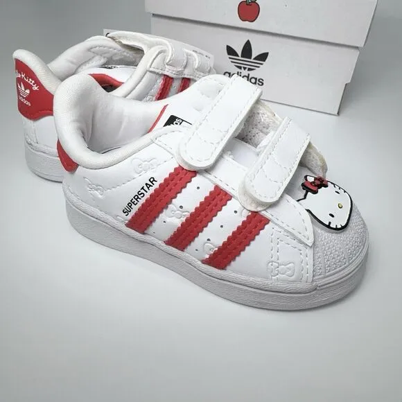 Adidas x hello Kitty Superstar CF1 GV8863 White Red 4K 19 3K Toddler Sneaker