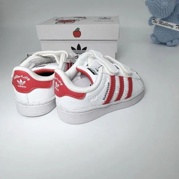 Adidas x hello Kitty Superstar CF1 GV8863 White Red 4K 19 3K Toddler Sneaker