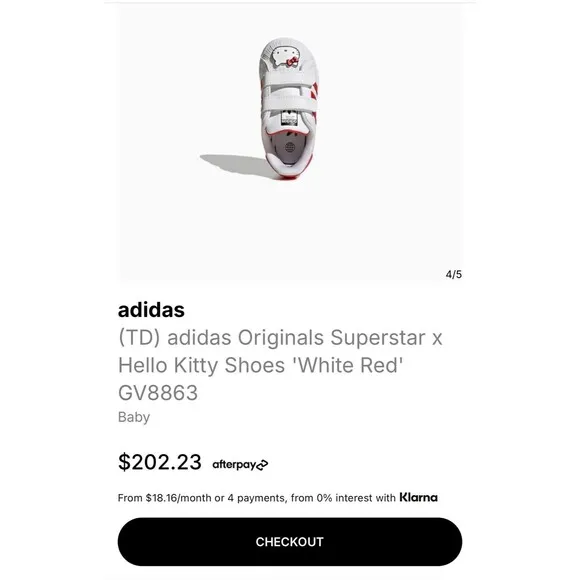 Adidas x hello Kitty Superstar CF1 GV8863 White Red 4K 19 3K Toddler Sneaker
