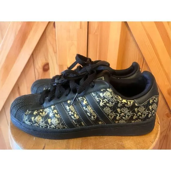 Adidas Superstar II Mens Casual Shoes 077611 SIZE 7 BLK/GOLD