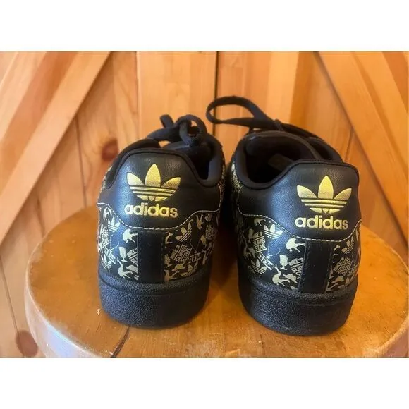 Adidas Superstar II Mens Casual Shoes 077611 SIZE 7 BLK/GOLD