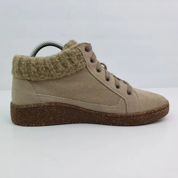 Aetrex Bonnie Arch Support Womens Size 8.5 Beige Leather Suede Ankle Boots Shoes