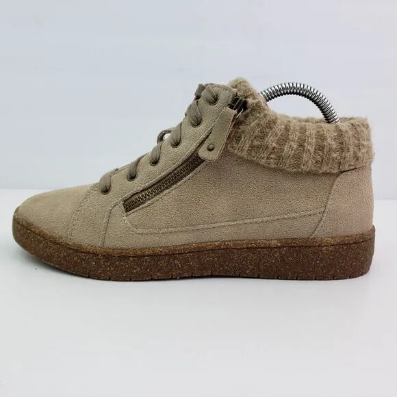 Aetrex Bonnie Arch Support Womens Size 8.5 Beige Leather Suede Ankle Boots Shoes