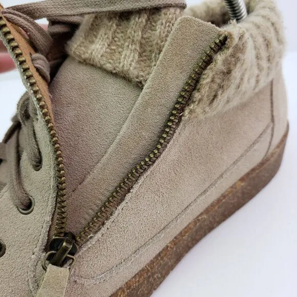 Aetrex Bonnie Arch Support Womens Size 8.5 Beige Leather Suede Ankle Boots Shoes