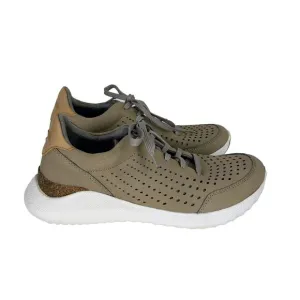 Aetrex Laura Arch Support Sneakers Beige Suede Tennis Shoes Orthotic Cushioned 9