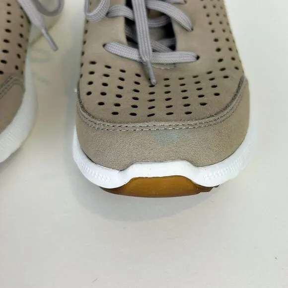Aetrex Laura Arch Support Sneakers Beige Suede Tennis Shoes Orthotic Cushioned 9
