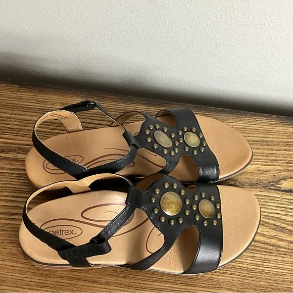 Aetrex Vivian Black Leather Sandal, New in Box, EU Size 42