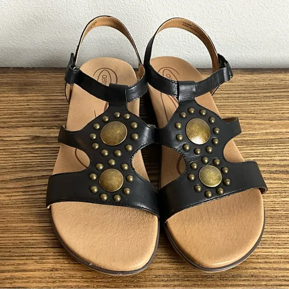 Aetrex Vivian Black Leather Sandal, New in Box, EU Size 42