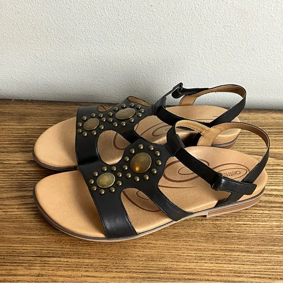 Aetrex Vivian Black Leather Sandal, New in Box, EU Size 42