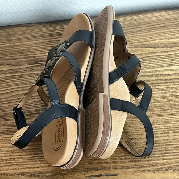 Aetrex Vivian Black Leather Sandal, New in Box, EU Size 42