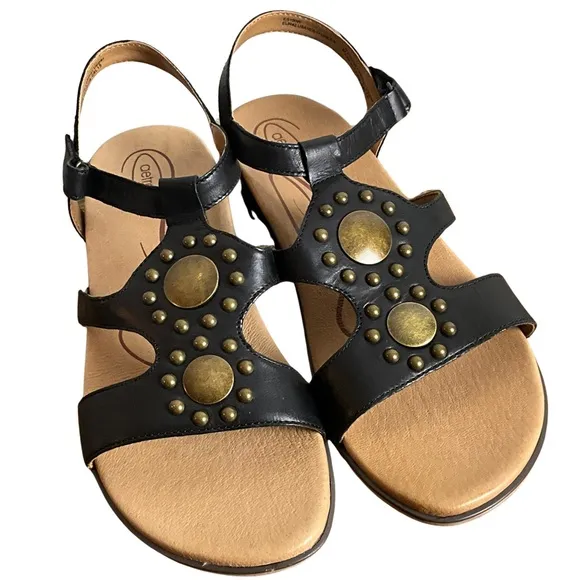 Aetrex Vivian Black Leather Sandal, New in Box, EU Size 42