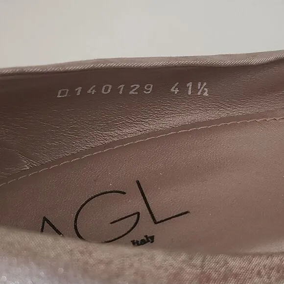 AGL Metallic Patent Leather Cap Toe Block Heel Shoes Pumps Size 41.5 | 11.5