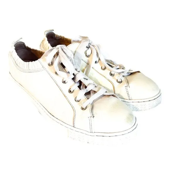 AGL Suzie made in Italy white scrunchie ribbon leather sneakers