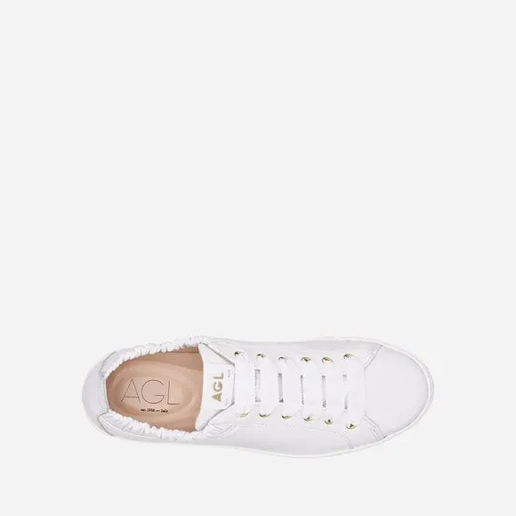 AGL Suzie made in Italy white scrunchie ribbon leather sneakers