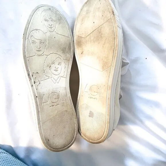 AGL Suzie made in Italy white scrunchie ribbon leather sneakers