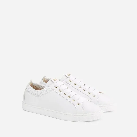 AGL Suzie made in Italy white scrunchie ribbon leather sneakers