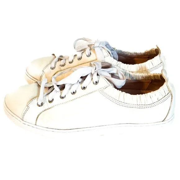 AGL Suzie made in Italy white scrunchie ribbon leather sneakers