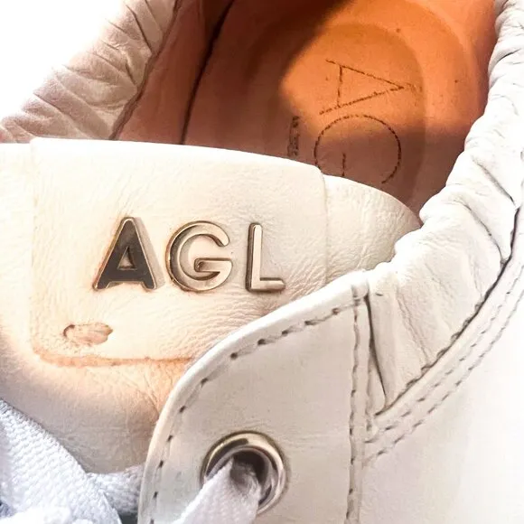 AGL Suzie made in Italy white scrunchie ribbon leather sneakers