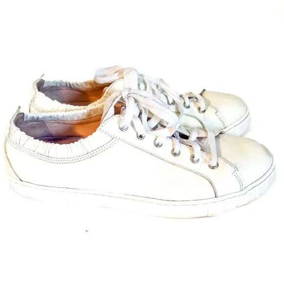 AGL Suzie made in Italy white scrunchie ribbon leather sneakers