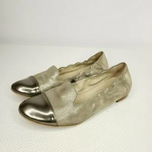 AGL ATTILIO GIUSTI LEOMBRUNI Size 7 US Ginger Gold Ballet Flats Shoes 37 EU