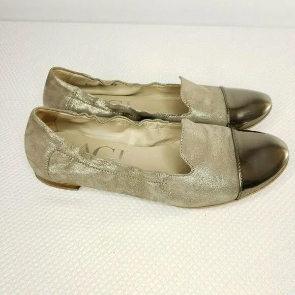 AGL ATTILIO GIUSTI LEOMBRUNI Size 7 US Ginger Gold Ballet Flats Shoes 37 EU