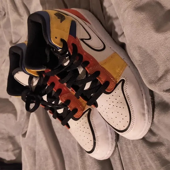 Air Jordan 1 Mid SE PS Multi-Color Canvas Sneakers, 5Y