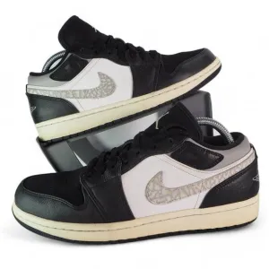 Air Jordan 1 Strap Low 'Black Matte Silver' Sneakers 574420-003 Men's 8.5