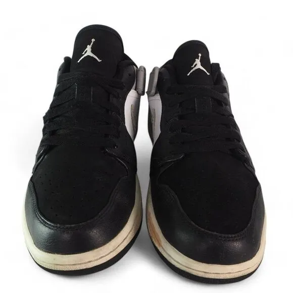 Air Jordan 1 Strap Low 'Black Matte Silver' Sneakers 574420-003 Men's 8.5
