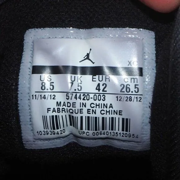 Air Jordan 1 Strap Low 'Black Matte Silver' Sneakers 574420-003 Men's 8.5