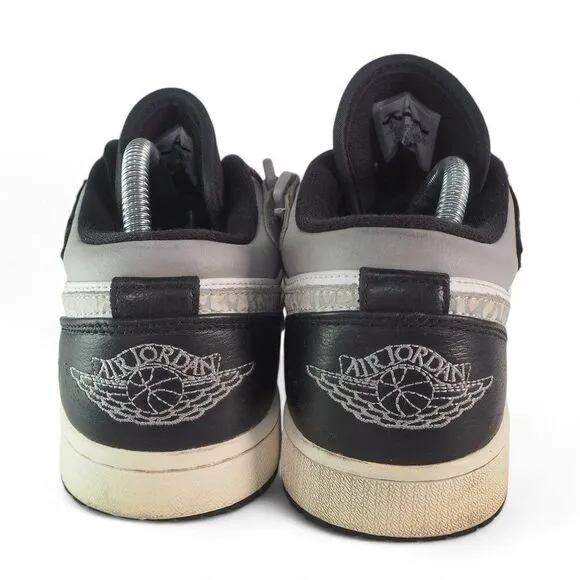 Air Jordan 1 Strap Low 'Black Matte Silver' Sneakers 574420-003 Men's 8.5