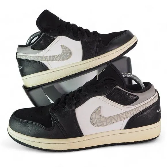 Air Jordan 1 Strap Low 'Black Matte Silver' Sneakers 574420-003 Men's 8.5