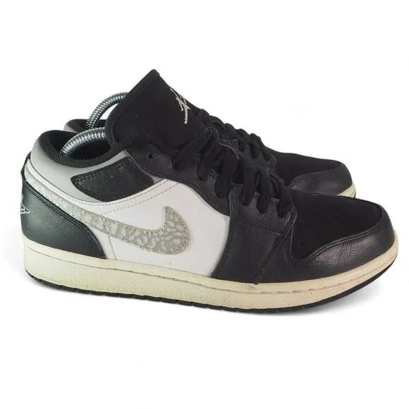 Air Jordan 1 Strap Low 'Black Matte Silver' Sneakers 574420-003 Men's 8.5