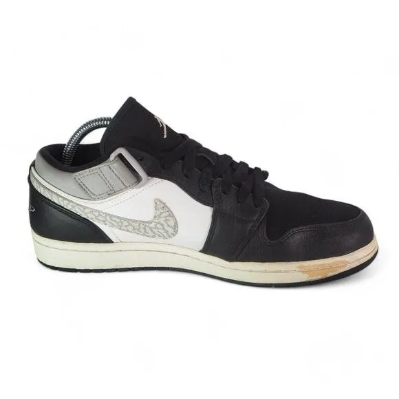 Air Jordan 1 Strap Low 'Black Matte Silver' Sneakers 574420-003 Men's 8.5
