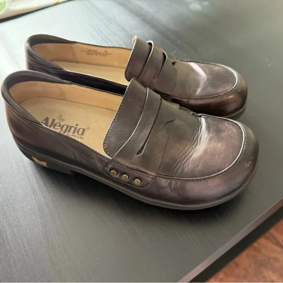 Alegria by PG Lite Leather Slip On Loafer Shoes Brown Tay-617 EU 39 US 9