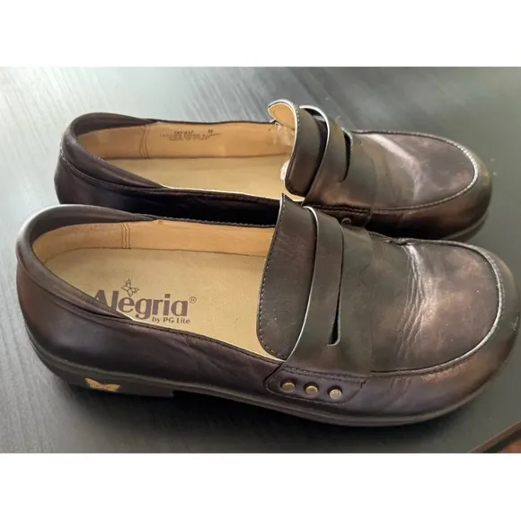 Alegria by PG Lite Leather Slip On Loafer Shoes Brown Tay-617 EU 39 US 9