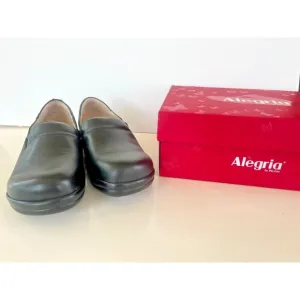 Alegria Keli Black Nappa Shoes Women's Size 41 Slip on Comfort Clog Nurses