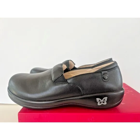 Alegria Keli Black Nappa Shoes Women's Size 41 Slip on Comfort Clog Nurses